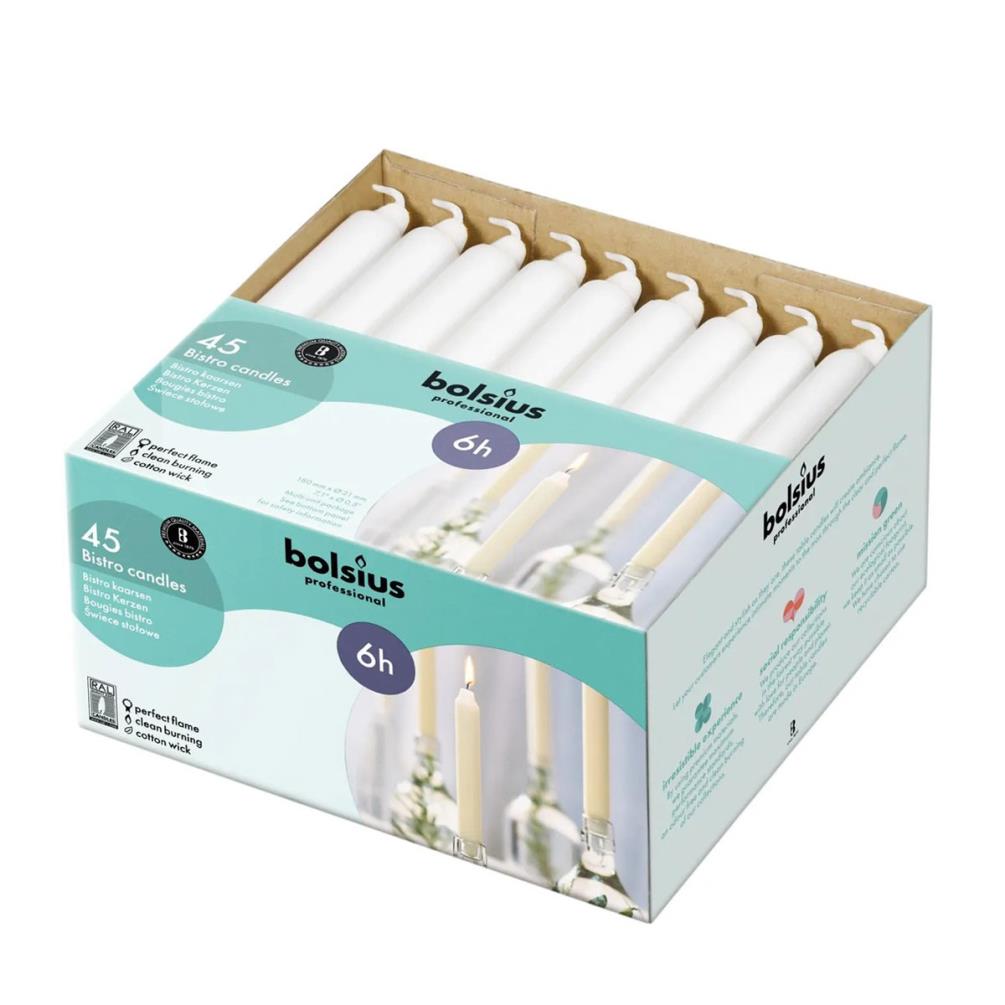 Bolsius White Professional Bistro Candles 18cm (Pack of 45) £26.99